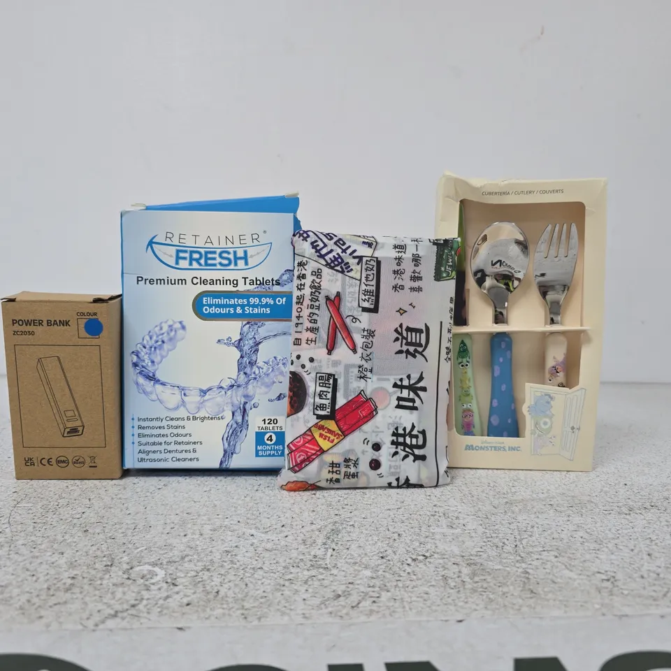 APPROXIMATELY 10 ASSORTED HOUSEHOLD ITEMS TO INCLUDE RETAINER FRESH PREMIUM CLEANING TABLETS, ETC