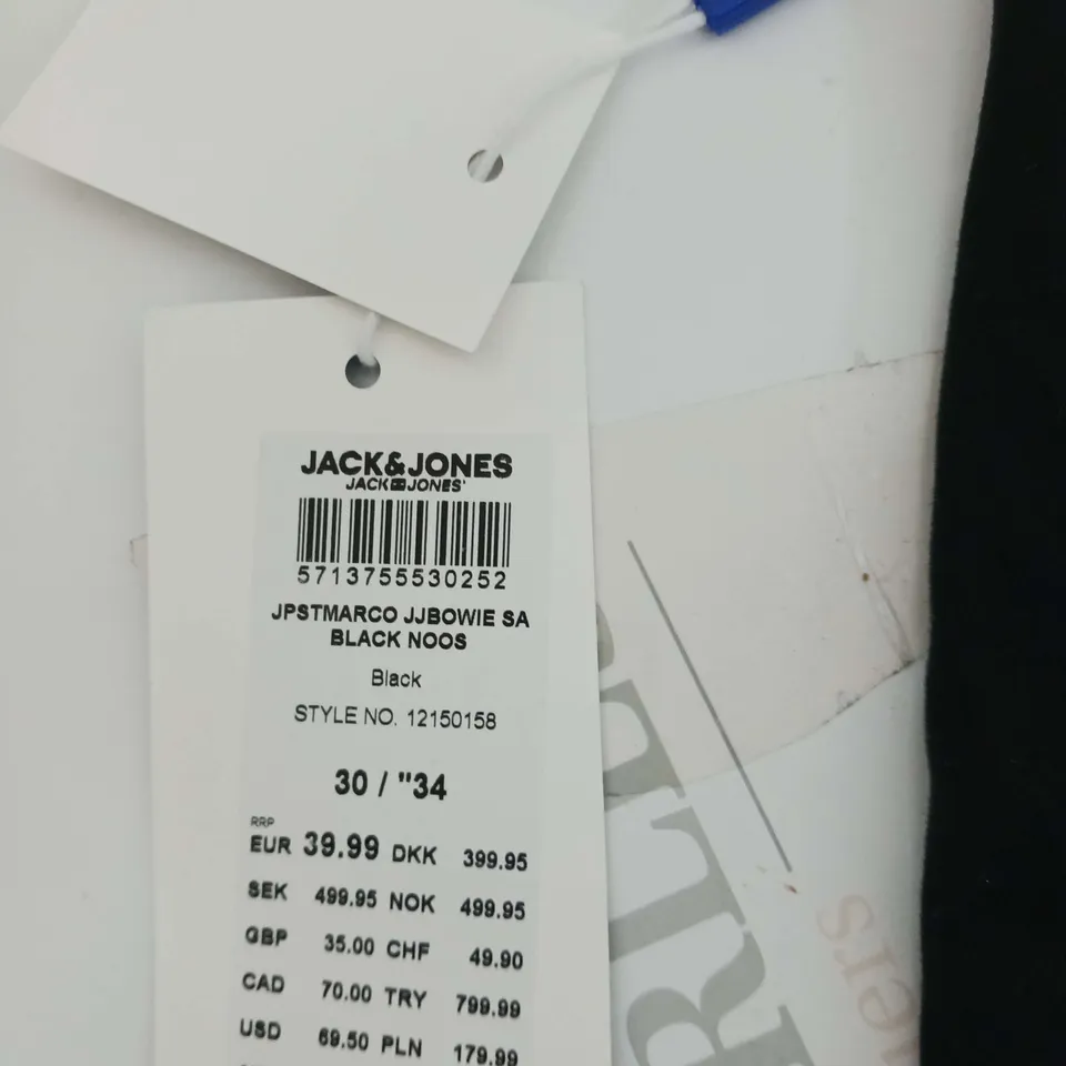 JACK & JONES BLACK JEANS SIZE 30 34