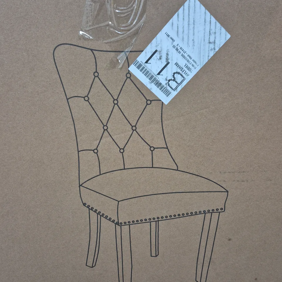 BOXED WARWICK CHENILLE PAIR OF STANDARD DINING CHAIRS - COLLECTION ONLY 