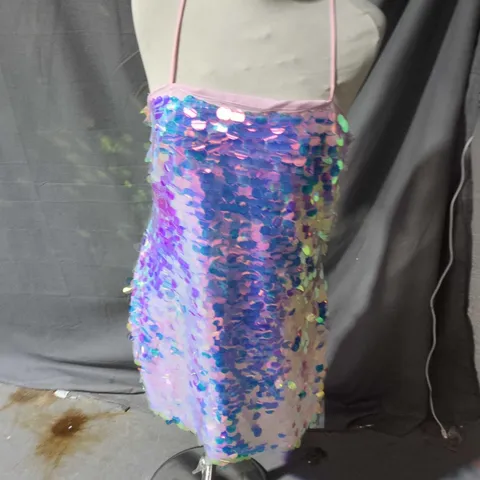COLLECTIVE PINK SEQUIN DRESS – SLEEVELESS MINI 