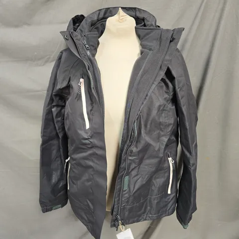 MOUNTAIN WAREHOUSE EXTREME BRACKEN MELANGE WOMENS 3IN1 WATERPROOF JACKET IN BLACK SIZE 14