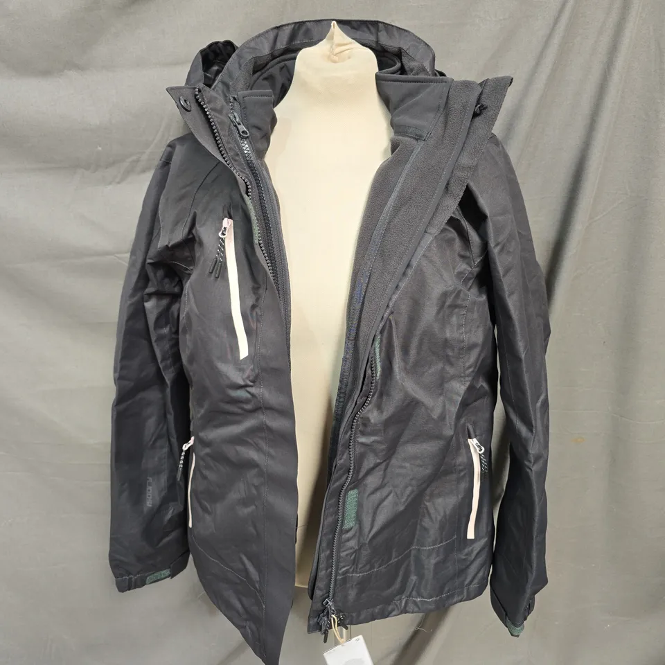 MOUNTAIN WAREHOUSE EXTREME BRACKEN MELANGE WOMENS 3IN1 WATERPROOF JACKET IN BLACK SIZE 14