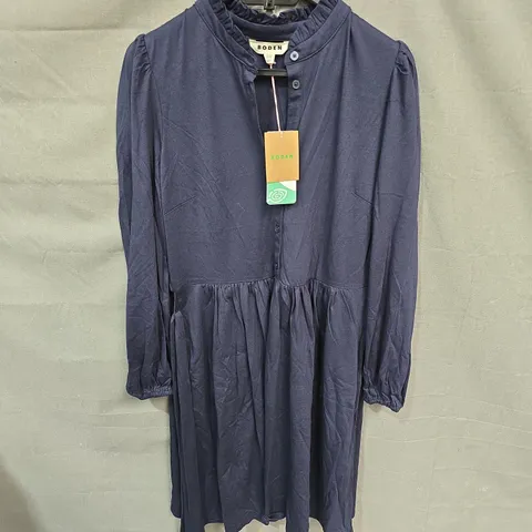 BODEN WILLOW FRILL SHORT SHIRT DRESS – UK 12R, NAVY