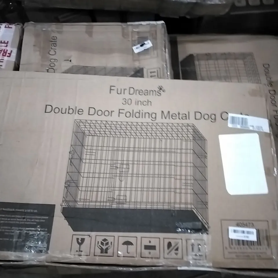 BOXED FURDREAMS 30 INCH DOUBLE DOOR METAL DOG CAGE 