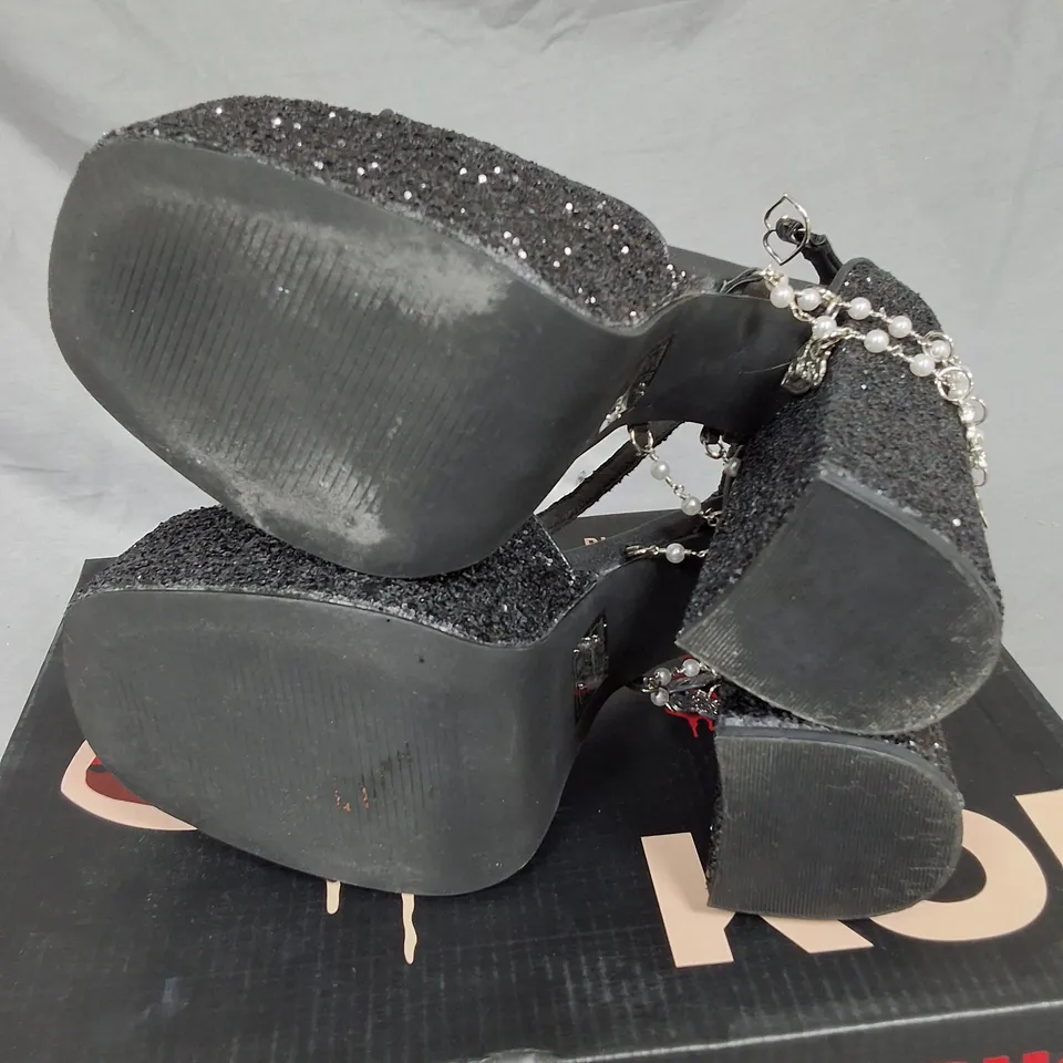 BOXED KOI X ROCKY HORROR SHOW FRASNK N FURTER CHERM HEELS BLACK - SIZE 4