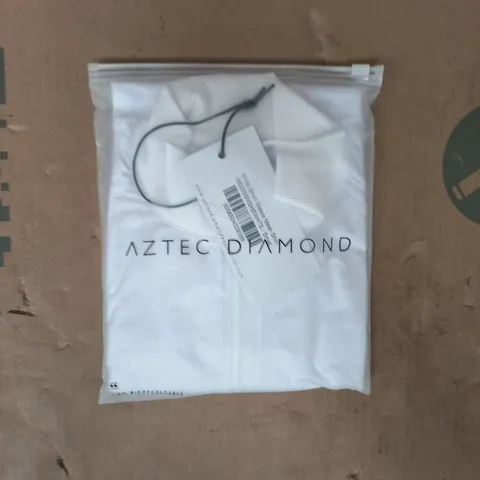 BAGGED AZTEC DIAMOND SHORT SLEEVE MESH SHIRT IN WHITE SIZE SMALL