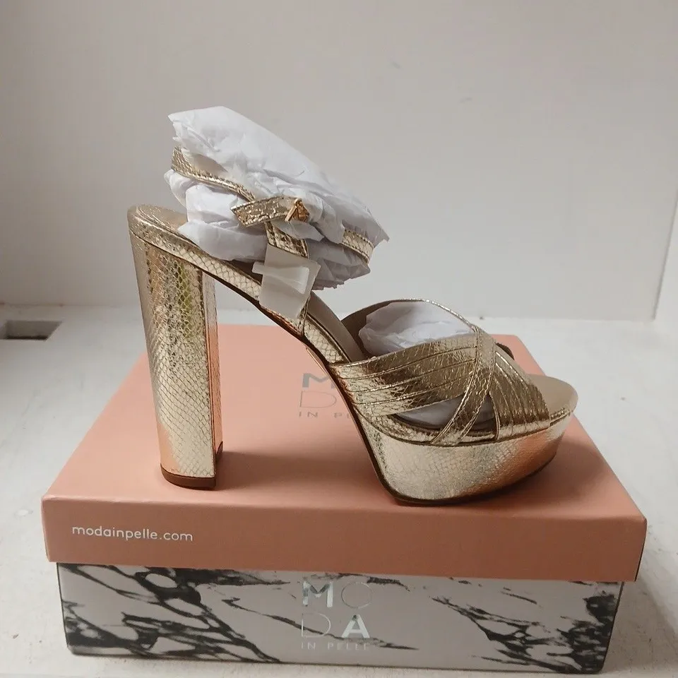 MODA IN PELLE MARDONIA GOLD PLATFORM HEELED SANDALS – UK4