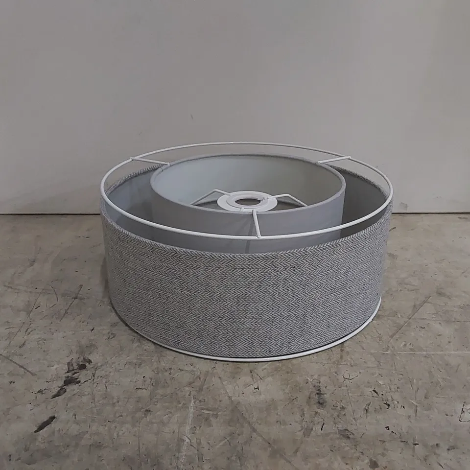 BOXED 20CM H X 30CM W LINEN DRUM PENDANT LAMPSHADE GREY (1 BOX)