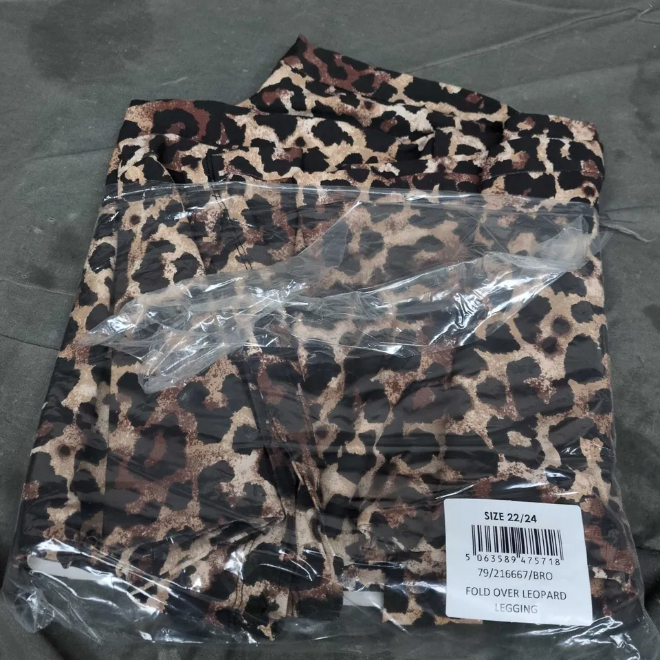 LEOPARD PRINT FOLD-OVER LEGGINGS, UK SIZE 22/24