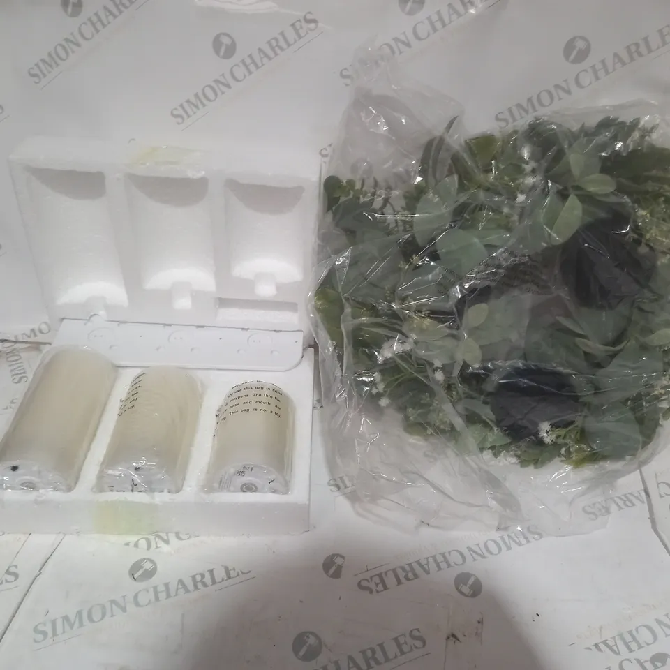 BOXED HOME REFLECTIONS 3 IN 1 FLAMELESS CANDLE WITH WREATH SET - SAGE
