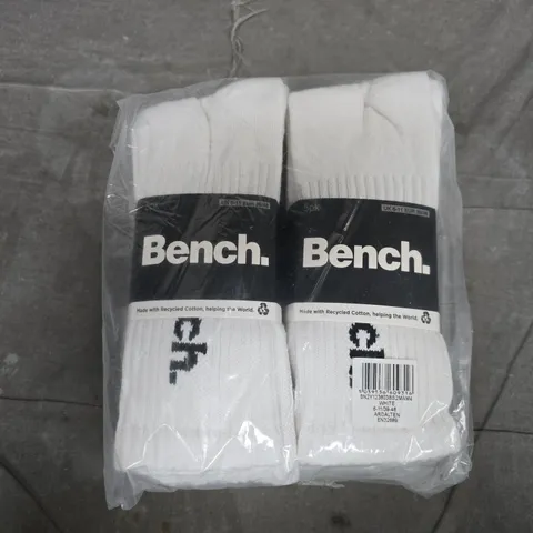 BAGGED 10 PACK OF BENCH SOCKS IN WHITE - 6/11