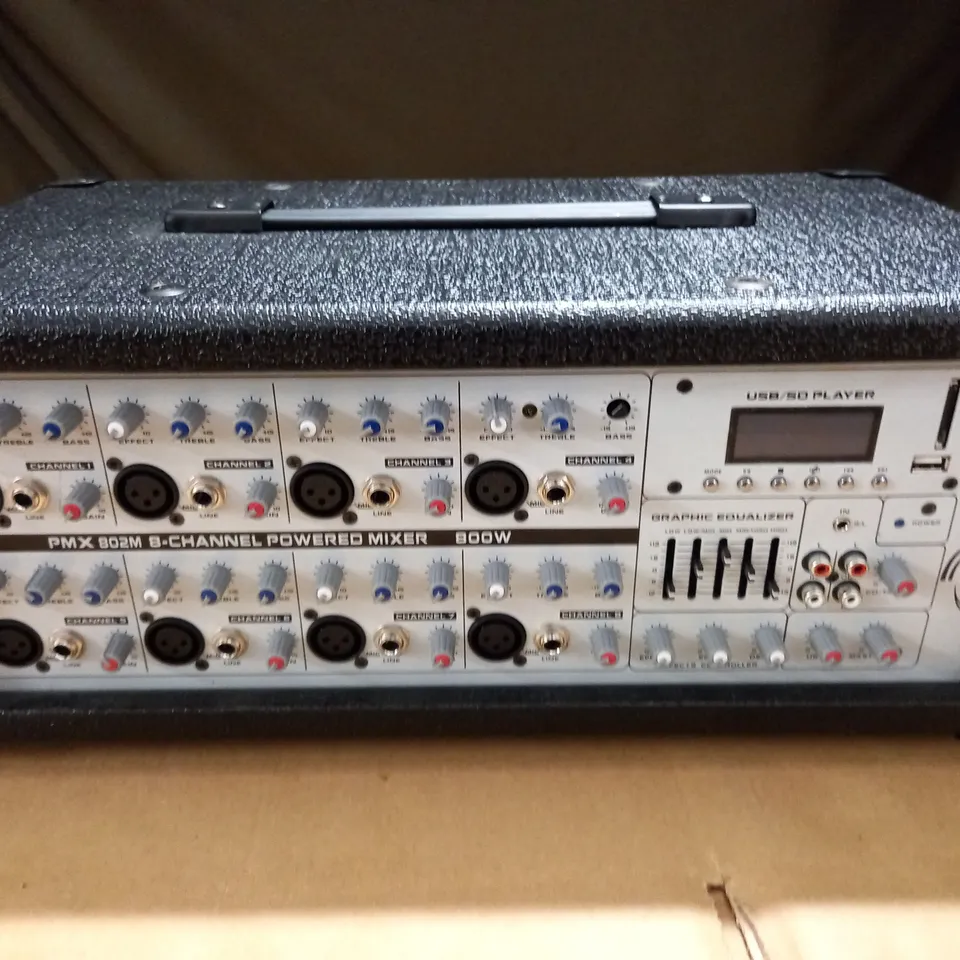 UNBOXED PYLE PMX 802M 8-CHANNEL POWERED MIXER 800W