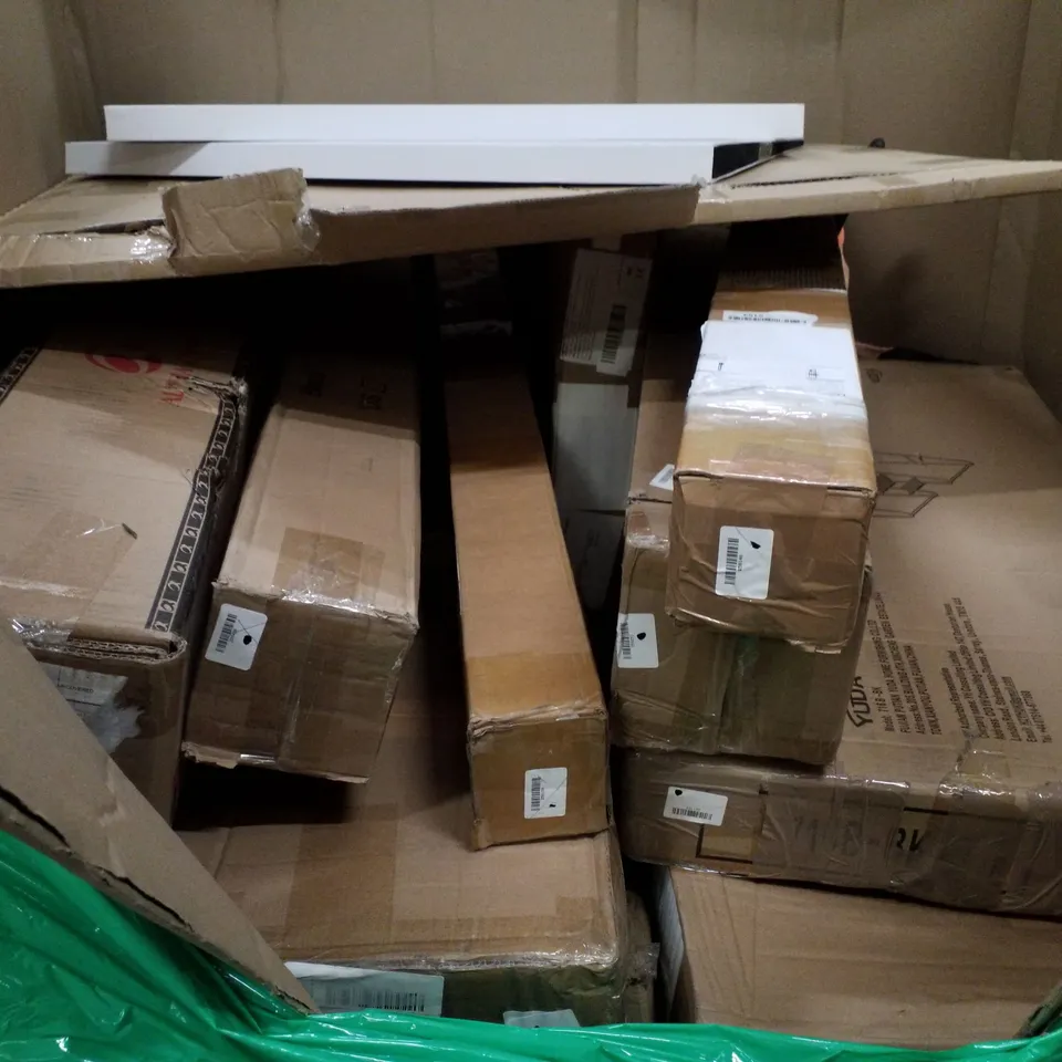 PALLET OF ASSORTED PRODUCTS INCLUDING STORAGE OTTOMAN, CAMPING CHAIR, FOLDABLE DRYING RACK, ADJUSTABLE CLOTHING RACK
