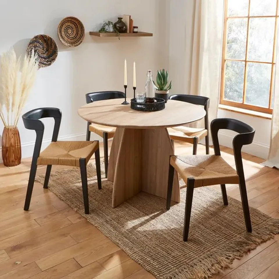 BOXED EFFY ROUND DINING TABLE - NATURAL WOOD EFFECT (1 BOX)