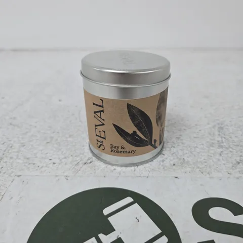 BAY & ROSEMARY CANDLE IN METAL TIN – ST EVAL CANDLE COMPANY, UK (220G)