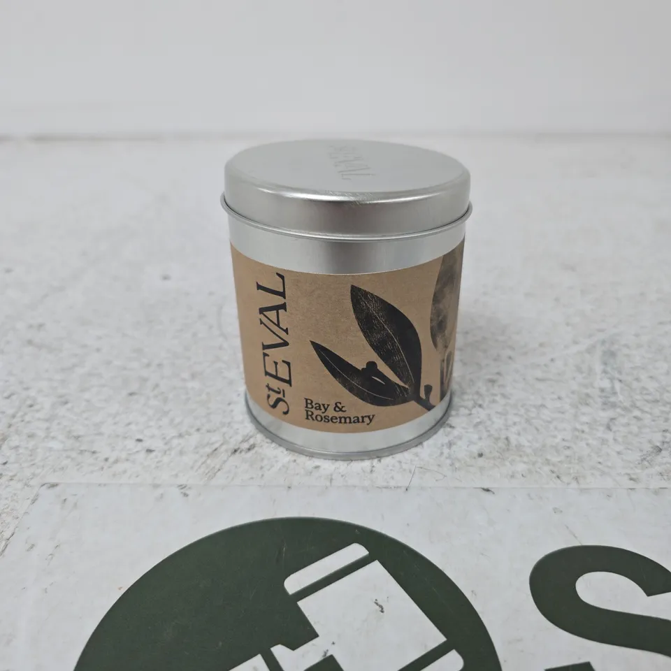 BAY & ROSEMARY CANDLE IN METAL TIN – ST EVAL CANDLE COMPANY, UK (220G)