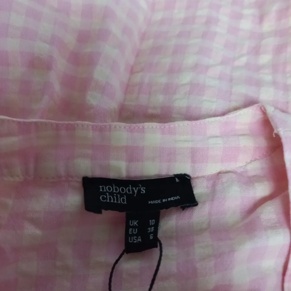 NOBODY'S CHILD PINK GINGHAM MIDI DRESS – UK 10 (EU 38, USA 6)
