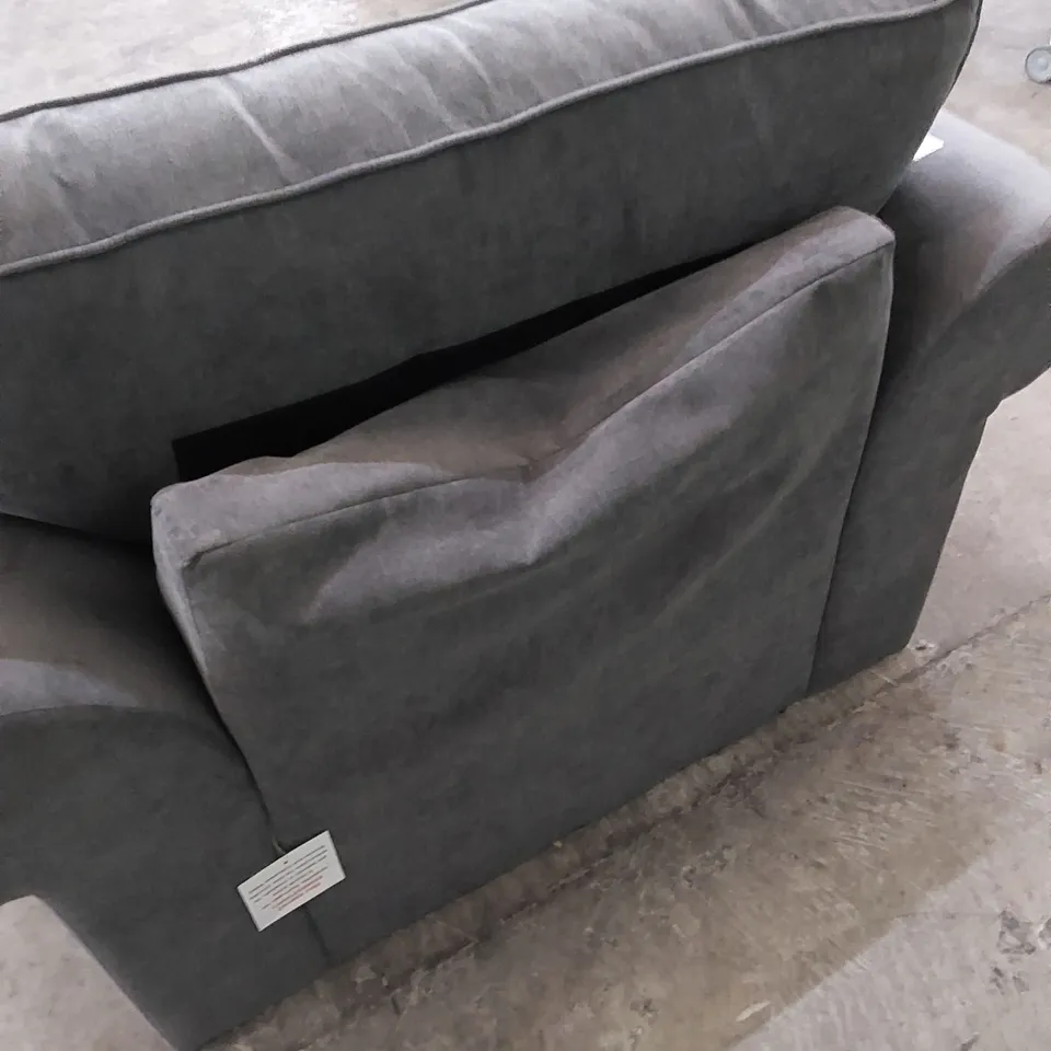 DESIGNER ARMCHAIR UPHOLSTERED IN GREY FABRIC 