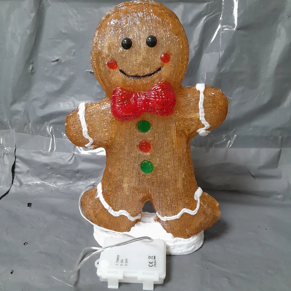 BOXED THREE KINGS GINGERBREAD MAN ACRYLIC BATTERY OPERATED OUTDOOR CHRISTMAS LIGHT RRP £19.99