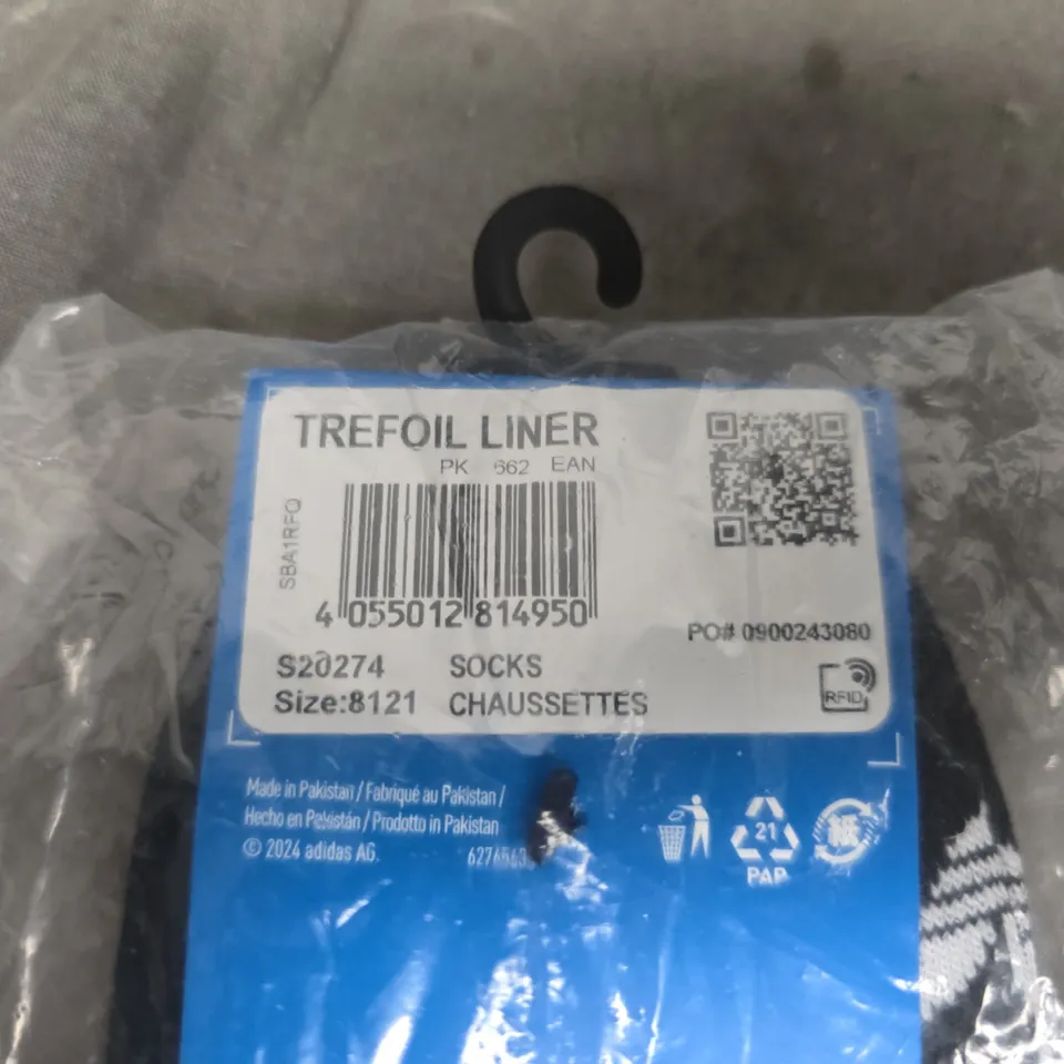 ADIDAS TREFOIL LINER SOCKS – BLACK, SIZE 8-12