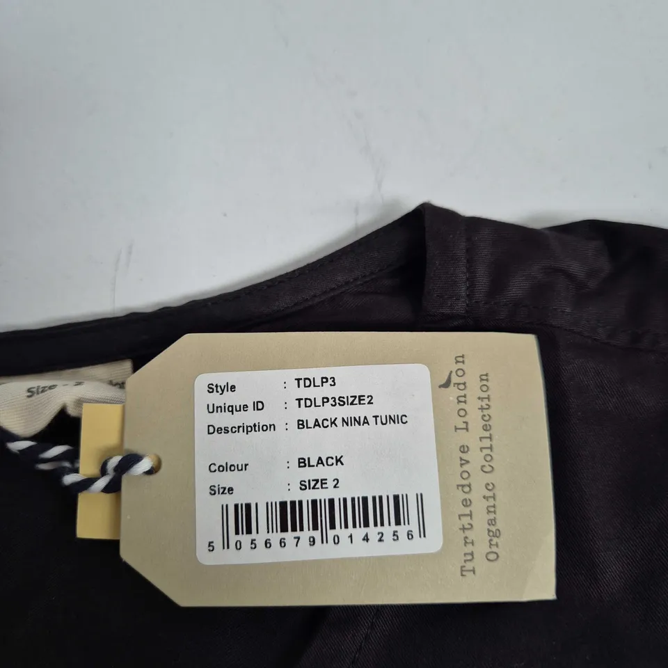 TURTLEDOVE LONDON BLACK NINA TUNIC – SIZE 2 (ORGANIC COLLECTION)