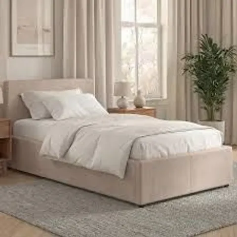 BOXED VERONICA SINGLE OTTOMAN BED - BEIGE (3 BOXES)