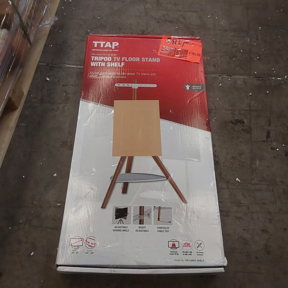 BOXED TRIPOD LIGHT TV STAND WITH SHELF