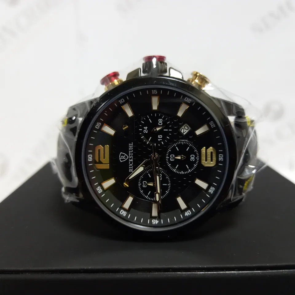 RUCKSTUHL SPORTS CHRONOGRAPH LEATHER STRAP WATCH