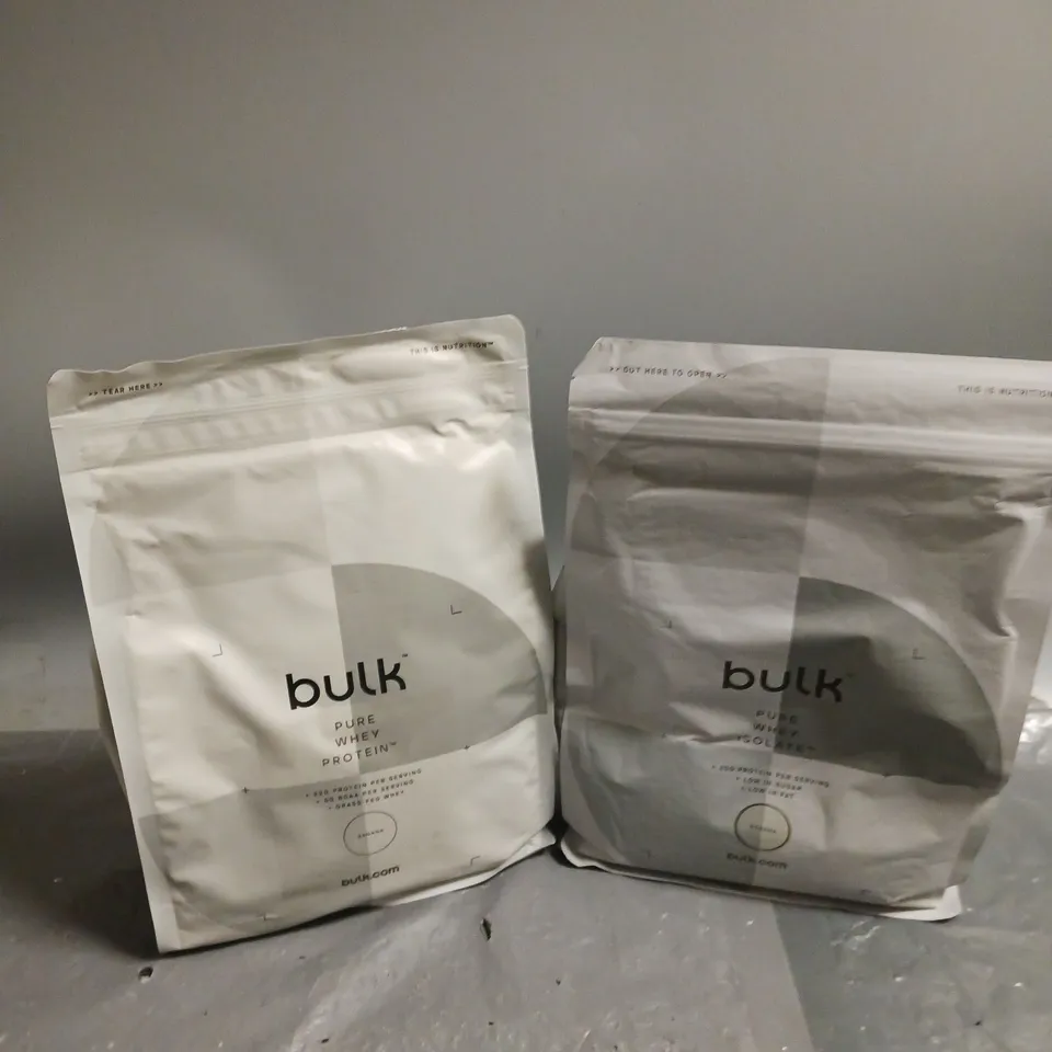 2 BULK SUPPLEMENTS TO INCLUDE PURE WHEY ISOLATE (1kg), PURE WHEY PROTEIN (1kg) BOTH IN BANANA