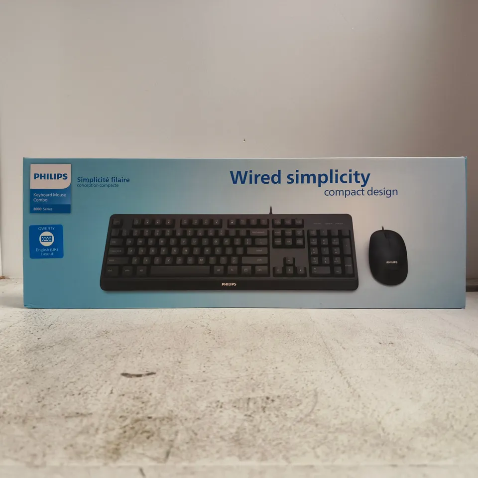 BOXED PHILIPS 2000 SERIES QWERTY KEYBOARD & MOUSE COMBO