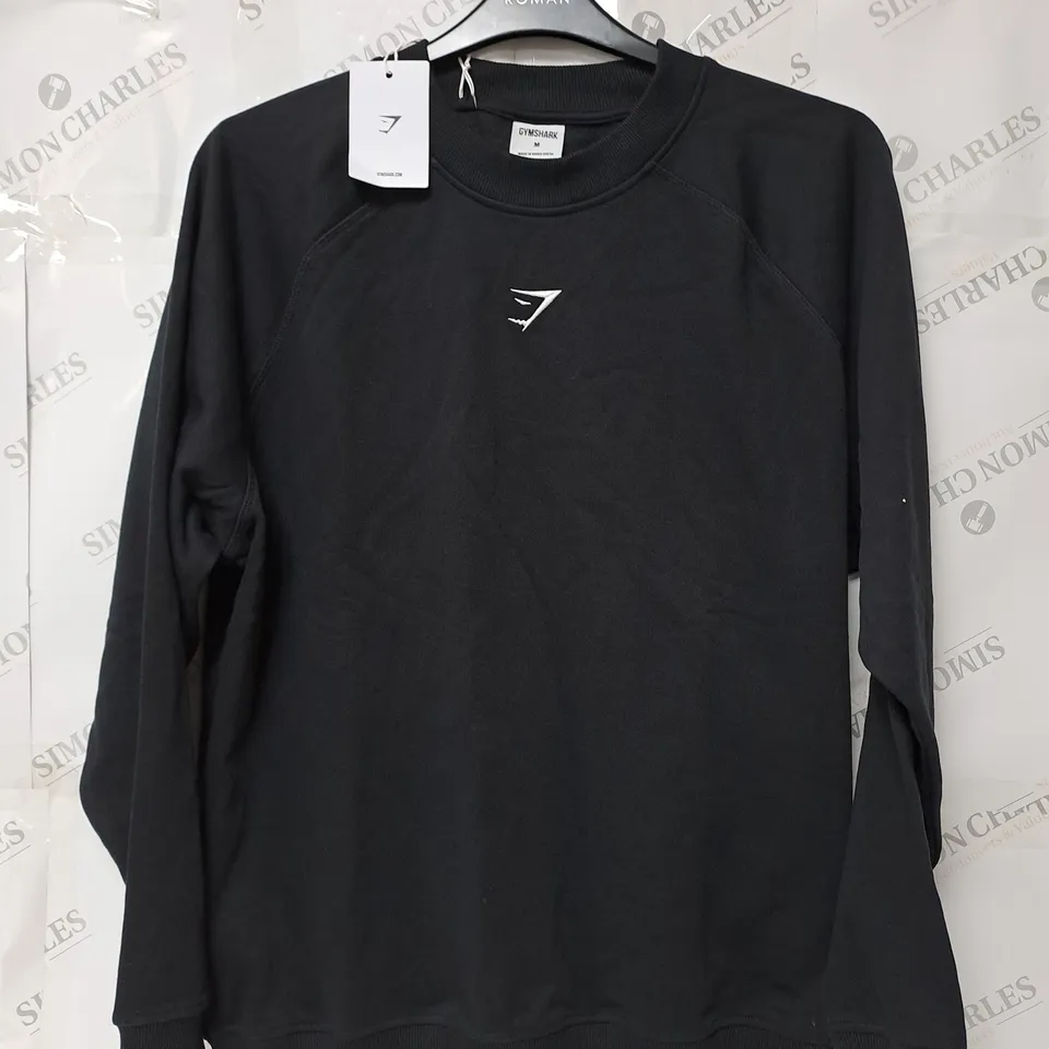 GYMSHARK FLEECE SWEATSHIRT IN BLACK SIZE M 