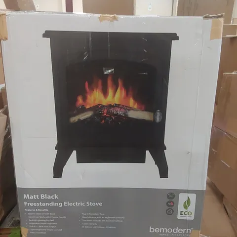 BOXED BEMODERN MATT BLACK FREESTANDING ELECTRIC STOVE
