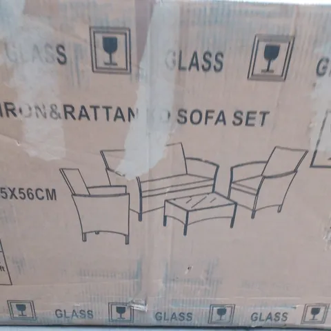 BOXED NEO 4 PIECE IRON AND RATTAN KD SOFA SET - COLLECTION ONLY