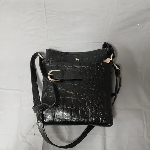 ASHWOOD BLACK CROCODILE-EMBOSSED CROSSBODY BAG