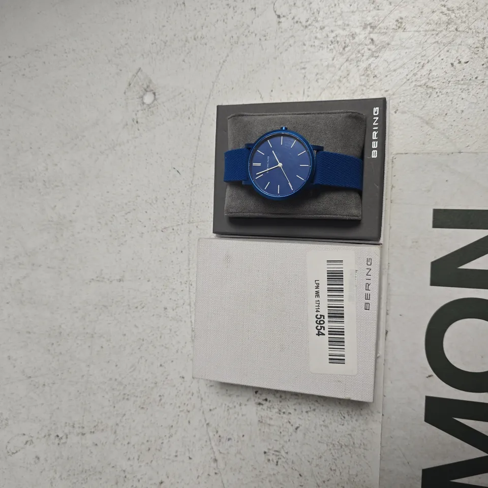 BERING BLUE WATCH WITH SILICONE STRAP – SAPPHIRE CRYSTAL, BOXED