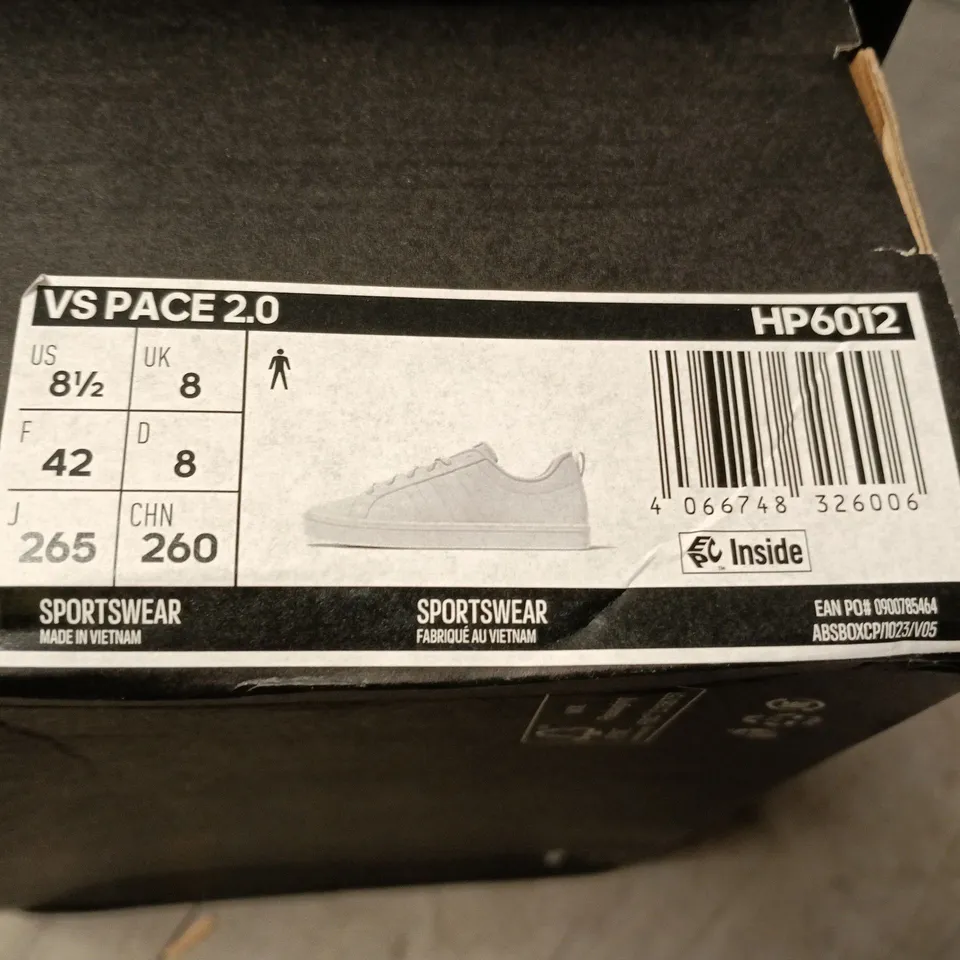 BOXED ADIDAS VS PACE 2.0 WHITE TRAINERS – UK 8 (US 8.5)