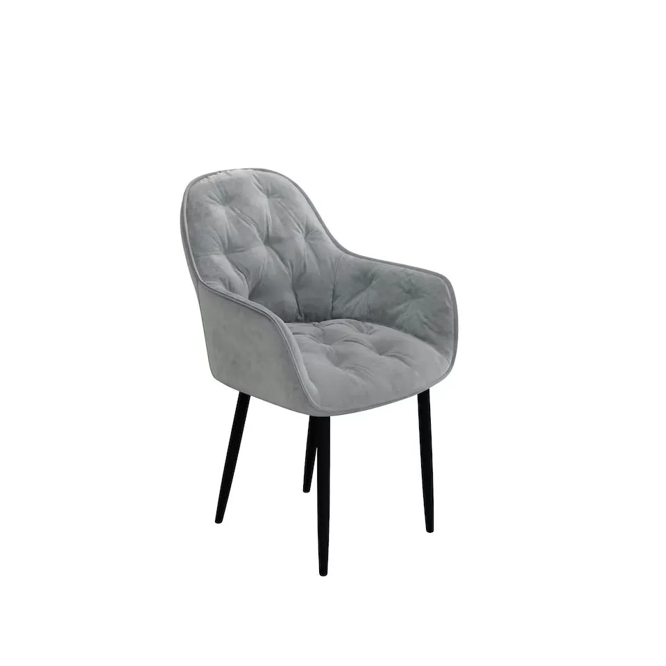BOXED SET OF 2 ANIKA VELVET DINING CHAIRS IN GREY (1 BOX)