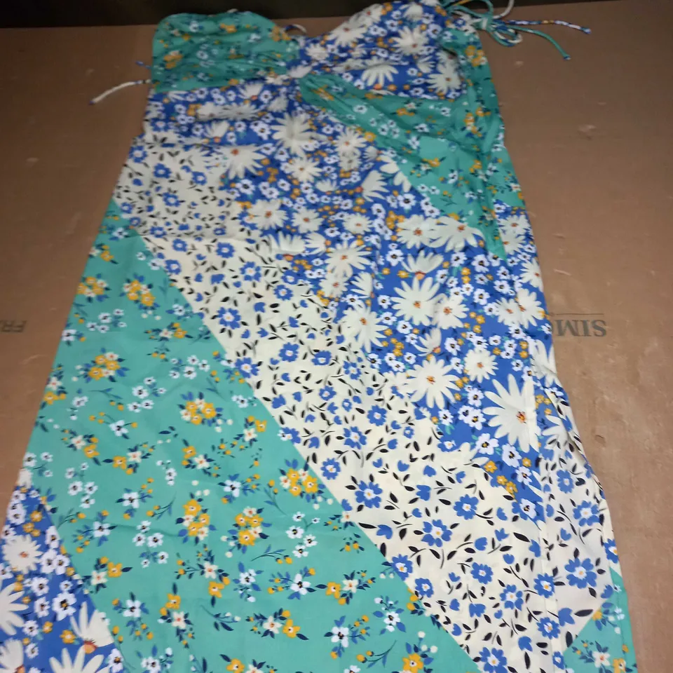 JAC JOSSA GREEN MULTI PRINT RING DETAIL STRAPPY MIDI DRESS SIZE 14