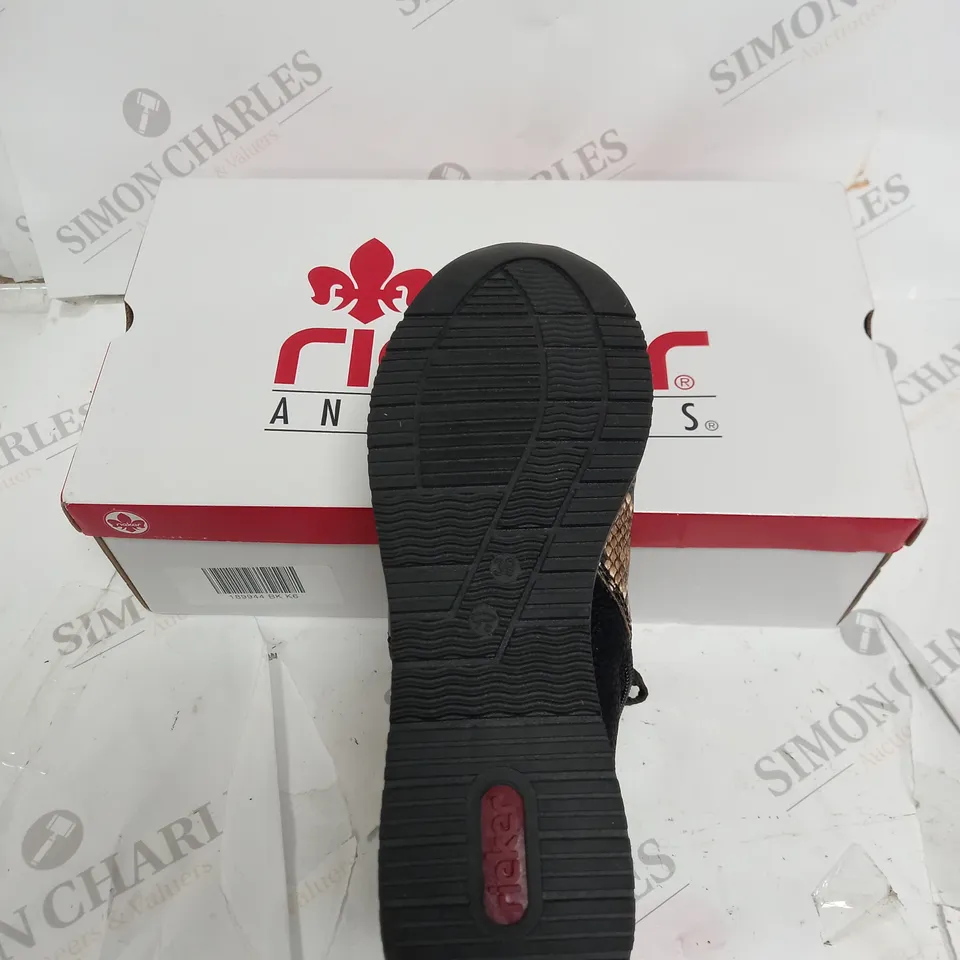 RIEKER BLACK SNAKE HIGH TOP TRAINERS - UK SIZE 6