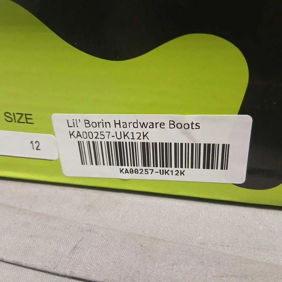 KOI KIDZ LIL' BORIN HARDWARE BOOTS , BLACK PU WITH METAL TOE, UK 11