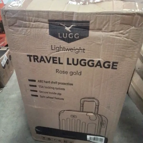 BOXED LIGHTWEIGHT TRAVEL LUGGAGE SUITCASE IN ROSE GOLD