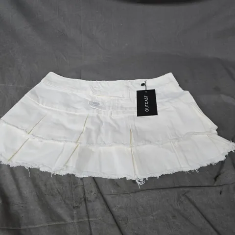 OUTCAST FRAYA DENIM SKIRT IN WHITE SIZE M
