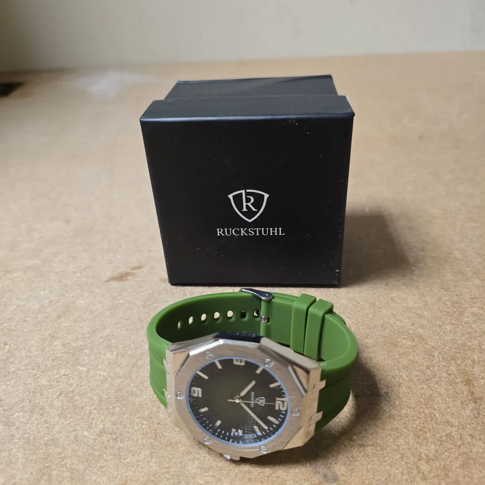 RUCKSTUHL WRISTWATCH – TWO TONE DIAL, GREEN SILICONE STRAP