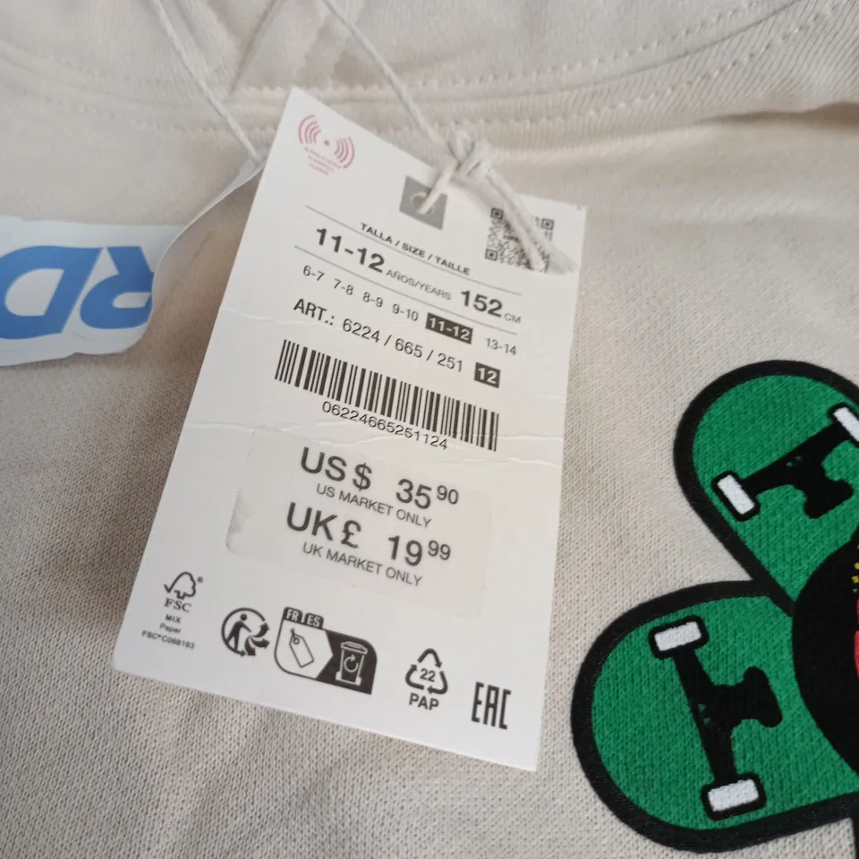 ZARA "ORDZ" LOGO CHILDERNS HOODIE AGE 11 - 12 YEARS