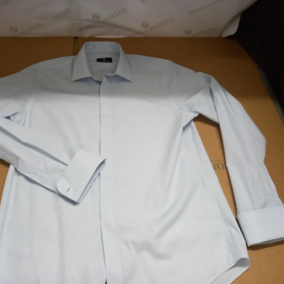 MOSES KUSHNER SLIM FIT LIGHT  BLUE LONG SLEEVE SHIRT - L