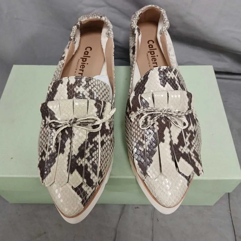 CALPIERRE SNAKE PRINT LOAFERS – UK 7 (EU 40.5), WOMEN’S DESIGNER SHOES