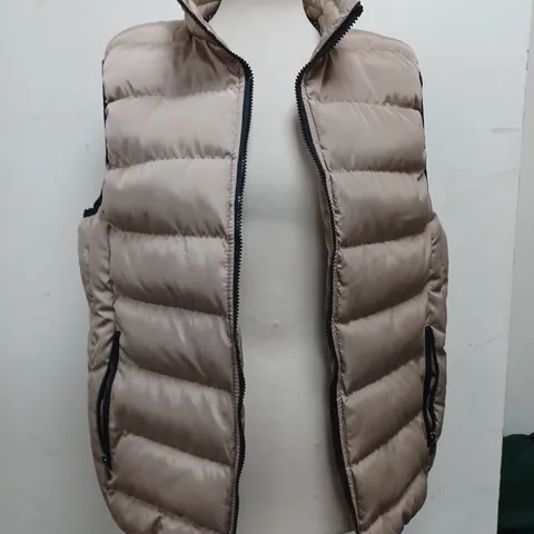 UNBRANDED SAND COLOURED GILET WITH CHECKERED INSIDE