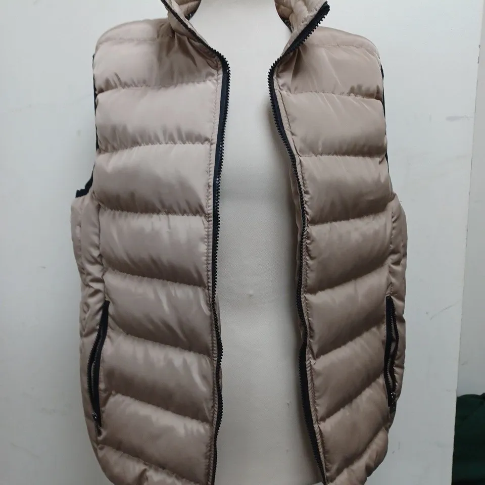 UNBRANDED SAND COLOURED GILET WITH CHECKERED INSIDE 