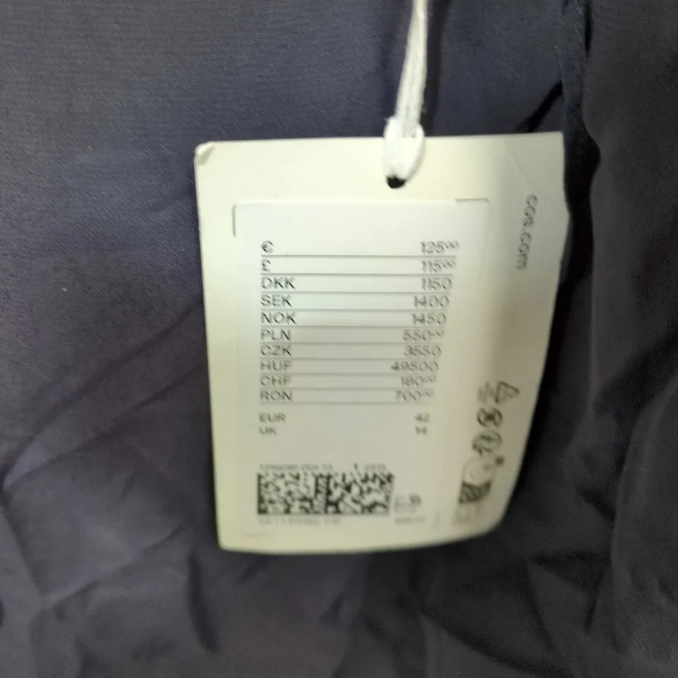 COS DRAPED HALTER-NECK BACKLESS MAXI DRESS - NAVY, SIZE 14