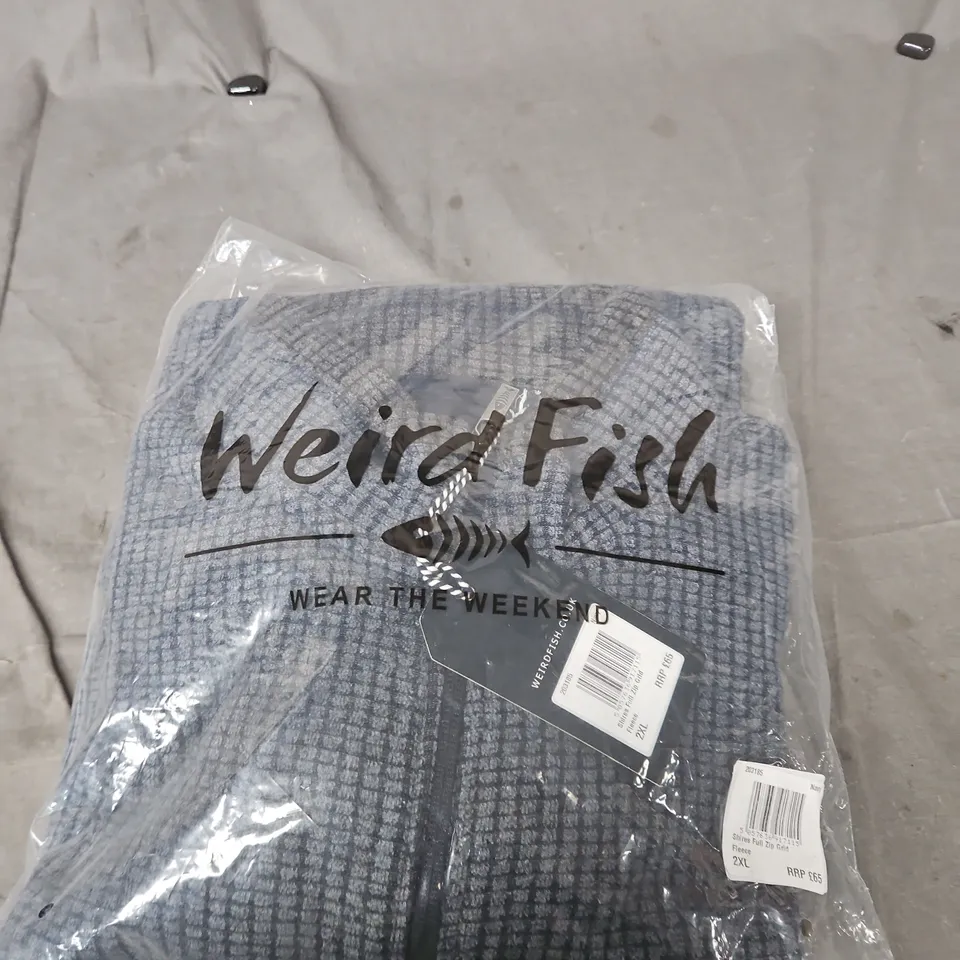 WEIRD FISH NAVY FULL ZIP GRID FLEECE – UK 2XL
